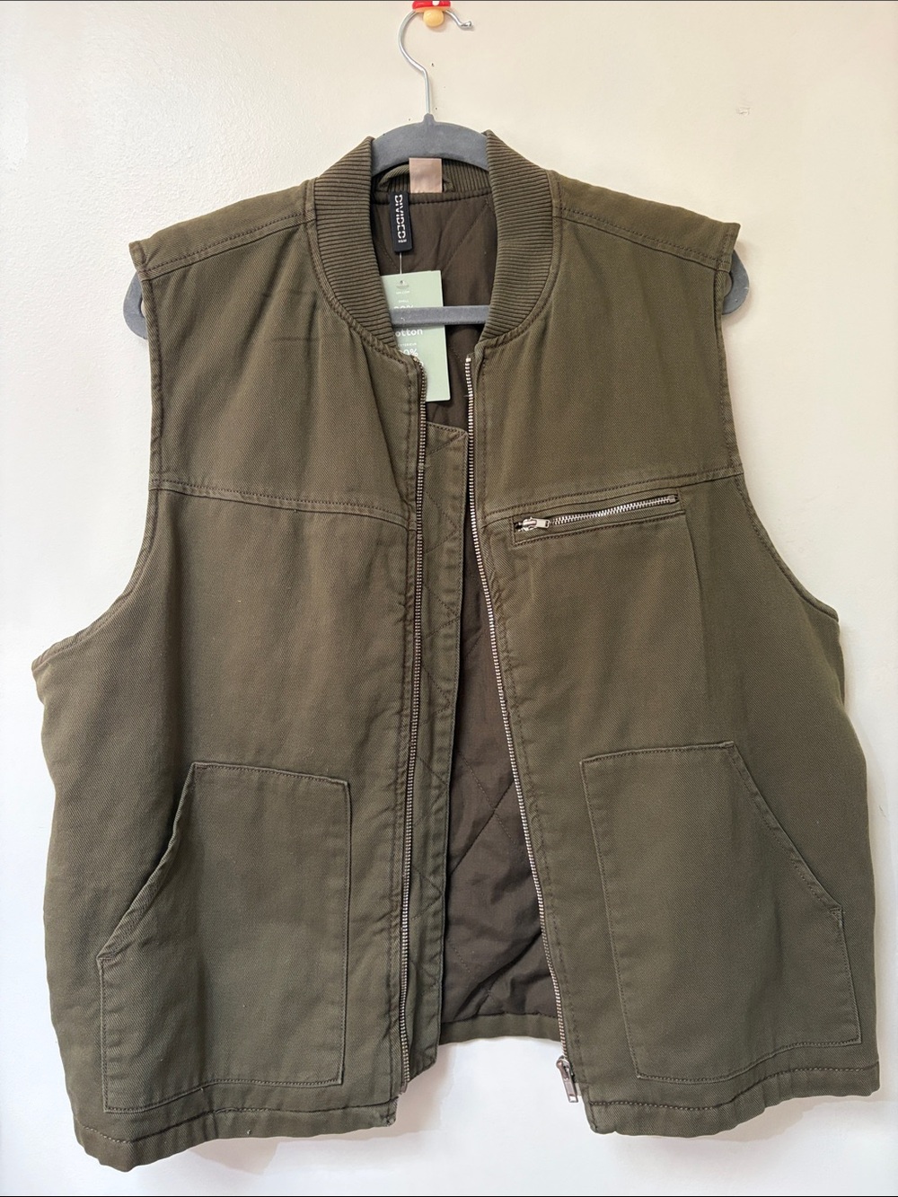 H&M Olive Green Quilted Utility Vest